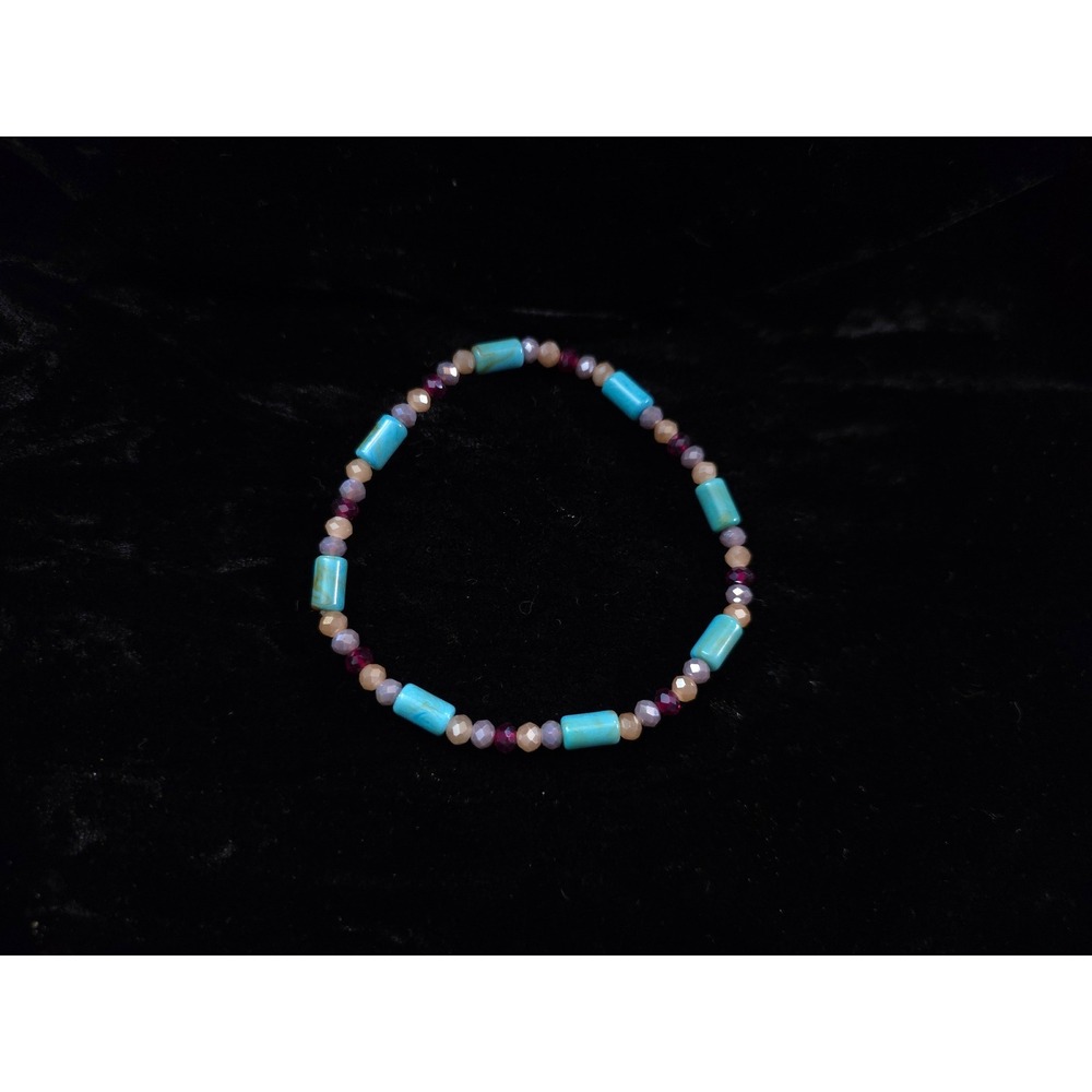New Faux Turquoise Bead Stretch‎ Bracelet Faceted Beads Beaded Boho Southwestern - Picture 6 of 10